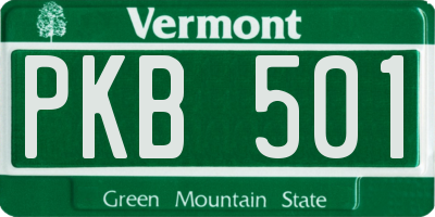 VT license plate PKB501