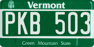 VT license plate PKB503