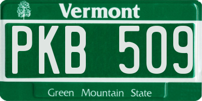 VT license plate PKB509