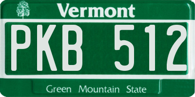 VT license plate PKB512