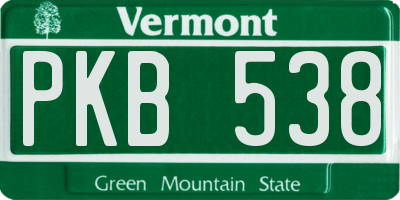 VT license plate PKB538