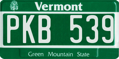 VT license plate PKB539
