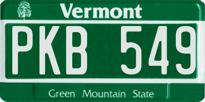 VT license plate PKB549