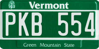 VT license plate PKB554