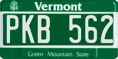 VT license plate PKB562