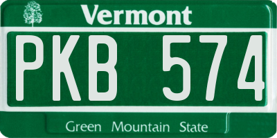 VT license plate PKB574