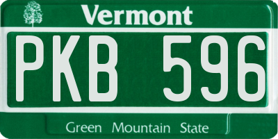 VT license plate PKB596