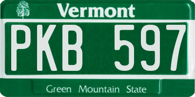 VT license plate PKB597