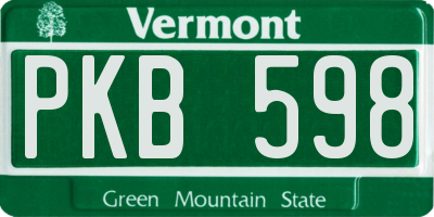VT license plate PKB598