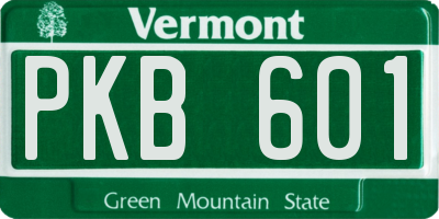 VT license plate PKB601