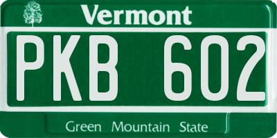 VT license plate PKB602