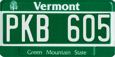 VT license plate PKB605
