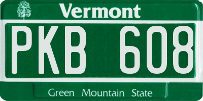 VT license plate PKB608