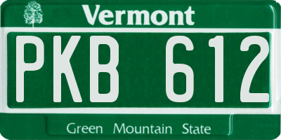 VT license plate PKB612