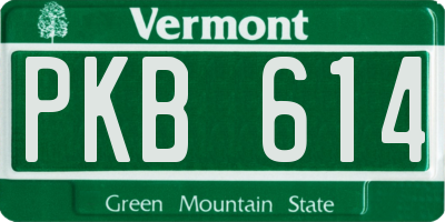 VT license plate PKB614