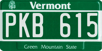 VT license plate PKB615
