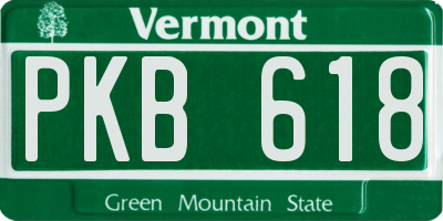 VT license plate PKB618