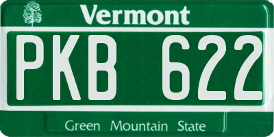 VT license plate PKB622
