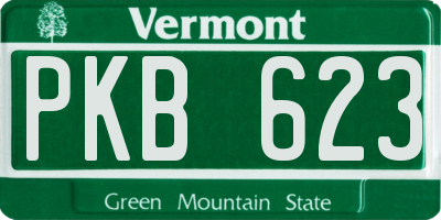 VT license plate PKB623