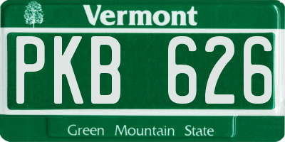 VT license plate PKB626