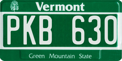 VT license plate PKB630