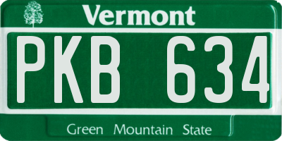 VT license plate PKB634