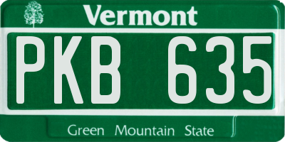 VT license plate PKB635