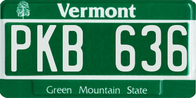 VT license plate PKB636