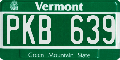 VT license plate PKB639