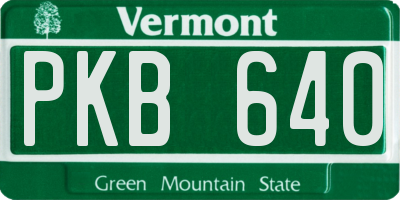 VT license plate PKB640