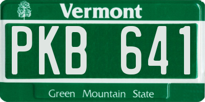 VT license plate PKB641