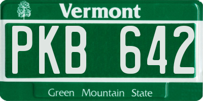 VT license plate PKB642