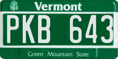 VT license plate PKB643