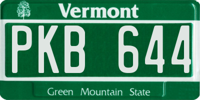 VT license plate PKB644