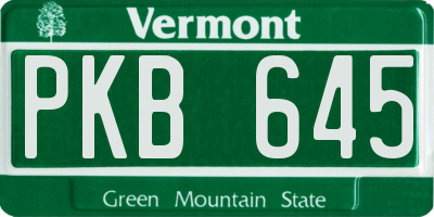 VT license plate PKB645