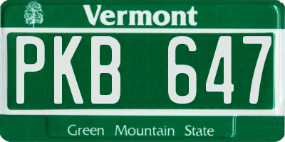VT license plate PKB647