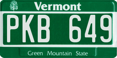 VT license plate PKB649