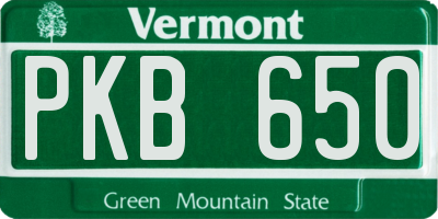 VT license plate PKB650