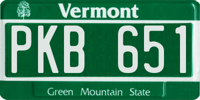 VT license plate PKB651
