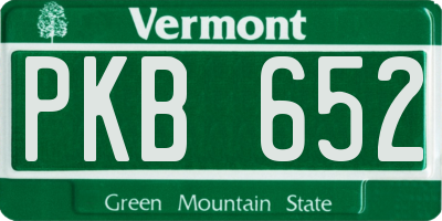 VT license plate PKB652