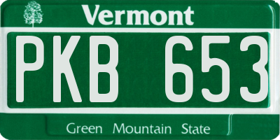 VT license plate PKB653