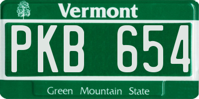 VT license plate PKB654