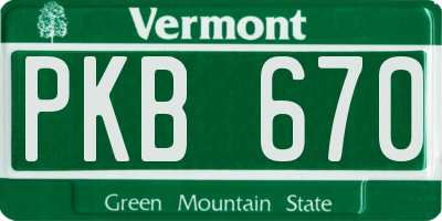 VT license plate PKB670