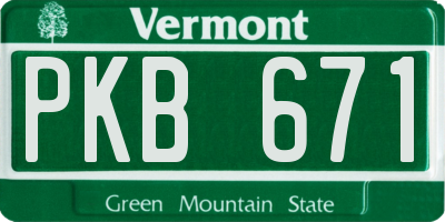 VT license plate PKB671