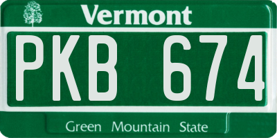 VT license plate PKB674
