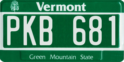 VT license plate PKB681