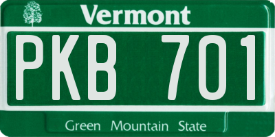 VT license plate PKB701