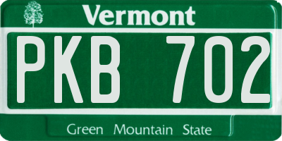 VT license plate PKB702