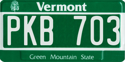 VT license plate PKB703