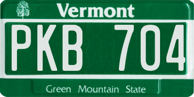 VT license plate PKB704